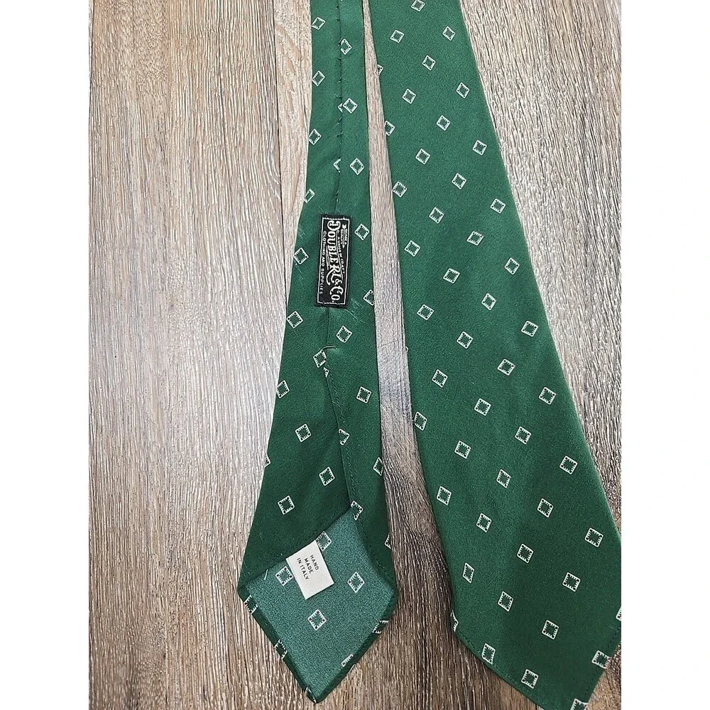 Vintage Ralph Lauren Double RL RRL Polo 100% Silk Green Geometric Tie USA Made